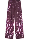Dries Van Noten Hartia Orchid Petal Print Pleated Wide Leg Sweatpants In Purple