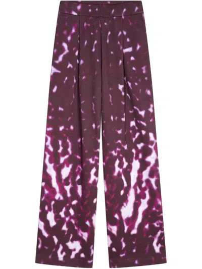 Dries Van Noten Hartia Orchid Petal Print Pleated Wide Leg Sweatpants In Purple