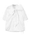 Dries Van Noten Tie-neck Gathered Cotton-poplin Blouse In White