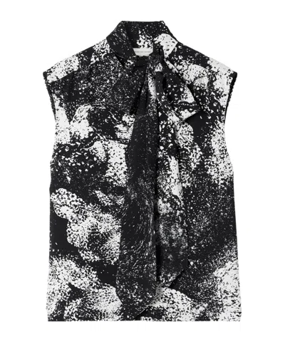 Dries Van Noten Tie-neck Printed Crepe Top In Multi