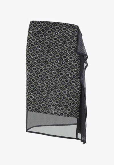 Dries Van Noten Tie-print Midi Skirt In Green