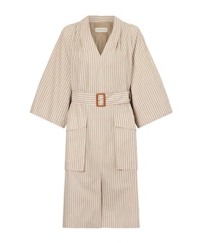 Dries Van Noten Tie-waist Striped Dress In Neutral