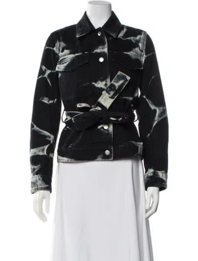 Pre-owned Dries Van Noten Tie-dye Print Biker Jacket In Black
