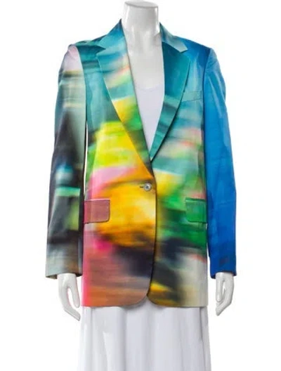 Pre-owned Dries Van Noten Tie-dye Print Blazer In Blue