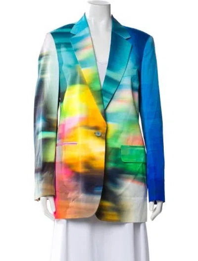 Pre-owned Dries Van Noten Tie-dye Print Blazer In Blue
