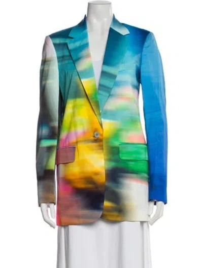 Pre-owned Dries Van Noten Tie-dye Print Blazer In Blue