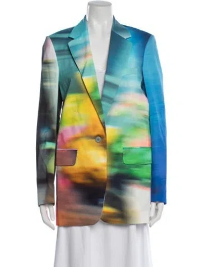 Pre-owned Dries Van Noten Tie-dye Print Blazer In Blue