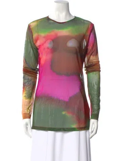 Pre-owned Dries Van Noten Tie-dye Print Crew Neck Top In Multi