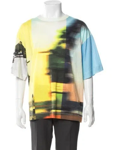 Pre-owned Dries Van Noten Tie-dye Print Crew Neck T-shirt In Green