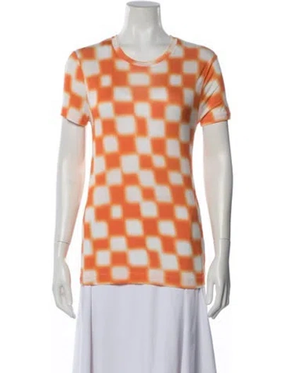 Pre-owned Dries Van Noten Tie-dye Print Crew Neck T-shirt In Orange/white