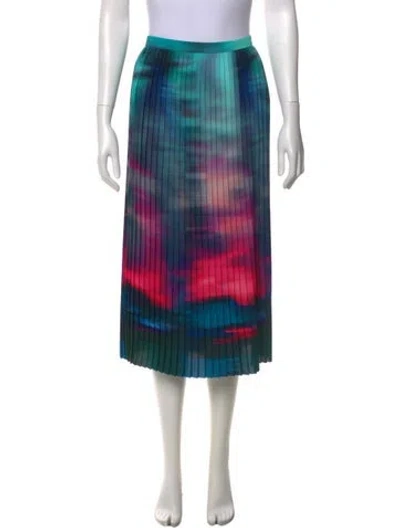 Pre-owned Dries Van Noten Tie-dye Print Midi Length Skirt In Blue