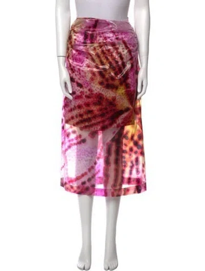 Pre-owned Dries Van Noten Tie-dye Print Midi Length Skirt W/ Tags In Pink
