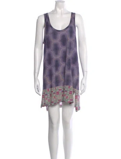 Pre-owned Dries Van Noten Tie-dye Print Mini Dress In Purple