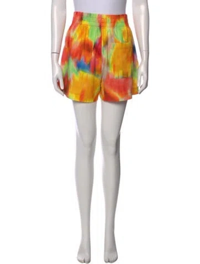 Pre-owned Dries Van Noten Tie-dye Print Mini Shorts In Yellow
