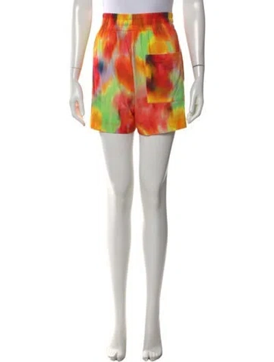 Pre-owned Dries Van Noten Tie-dye Print Mini Shorts In Yellow