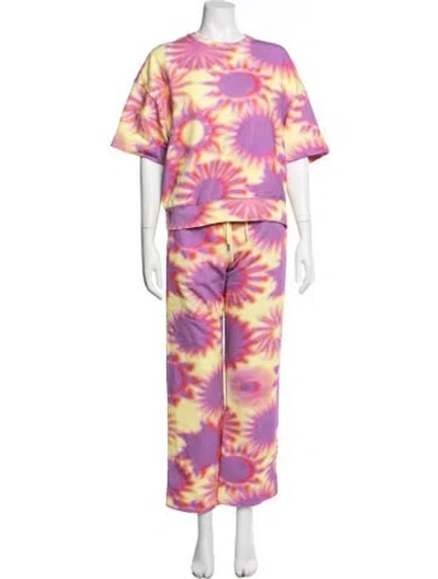 Pre-owned Dries Van Noten Tie-dye Print Pant Set In Pink