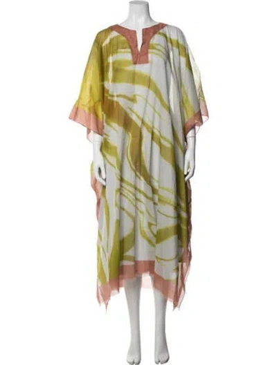 Pre-owned Dries Van Noten Tie-dye Print Robe In Green