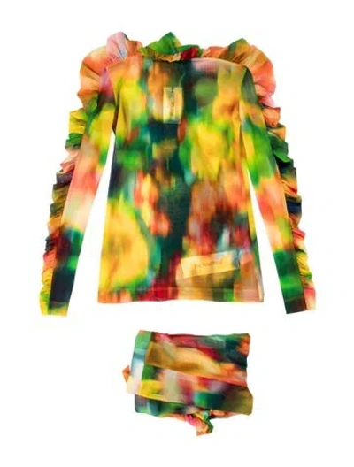 Pre-owned Dries Van Noten Tie-dye Print Set W/ Tags In Yellow