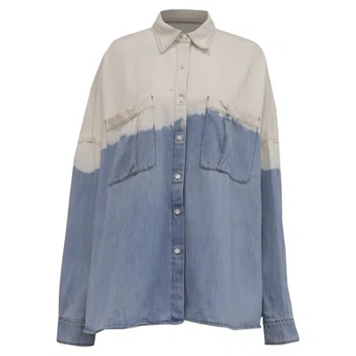 Pre-owned Dries Van Noten Tie-dyed Button-down Denim Shirt In Multicolor Cotton