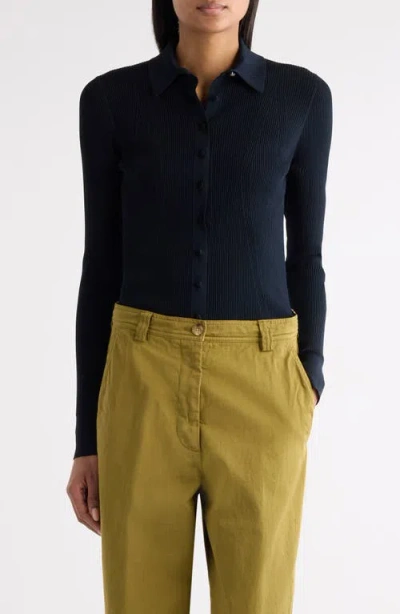 Dries Van Noten Tielt Ribbed Cardigan In Blue