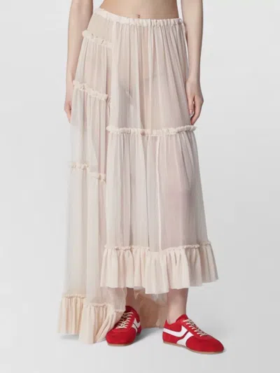 Dries Van Noten Tiered Sheer Skirt Ruffle Detail Design In Neutral