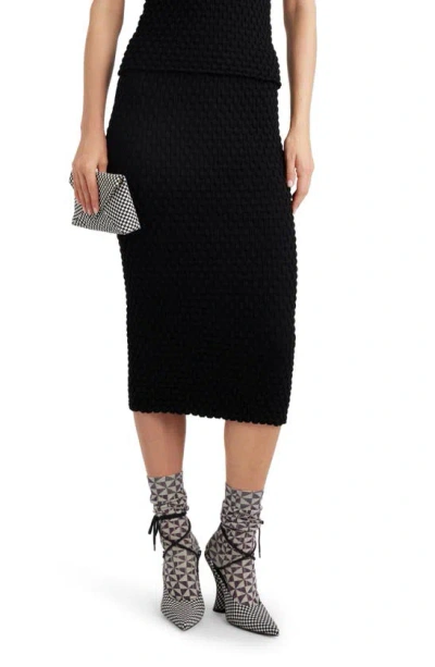 Dries Van Noten Tiffany Basket Weave Body-con Midi Skirt In Black
