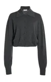 Dries Van Noten Tigre Cashmere Cropped Cardigan In Gray