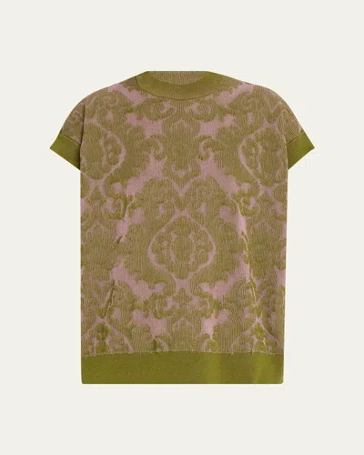 Dries Van Noten Tilia Bicolor Jacquard Sweater In 305 Pink