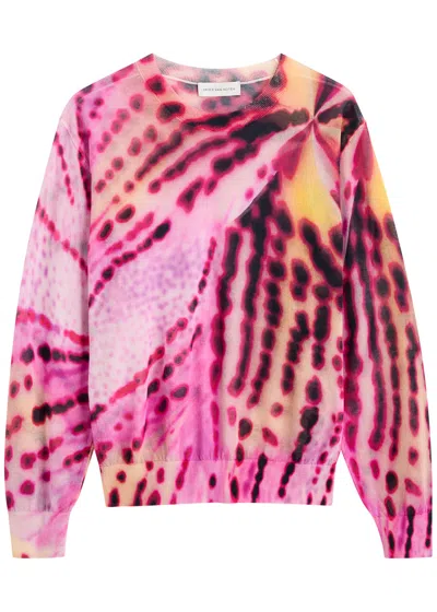 Dries Van Noten Tilly Intarsia Cotton-blend Jumper In Pink
