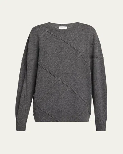 Dries Van Noten Timona Cashmere Crossed Textured Stitch Sweater In Gray