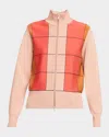 Dries Van Noten Timor Geometric Grid Zip Jacket In Neutral