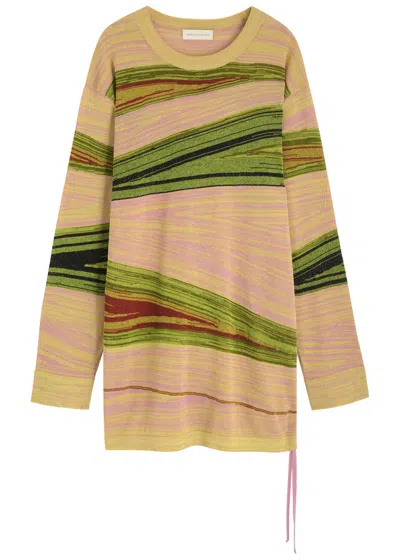 Dries Van Noten Tippi Intarsia Fine-knit Jumper In Pink