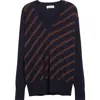 Dries Van Noten Tishana Merino Wool V-neck Sweater In Blue