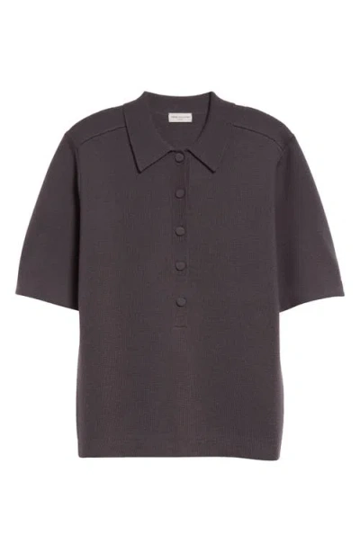 Dries Van Noten Toamsa Merino Wool Polo Sweater In Taupe