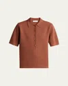 Dries Van Noten Toamsa Merino Wool Polo Sweater In Light Rust