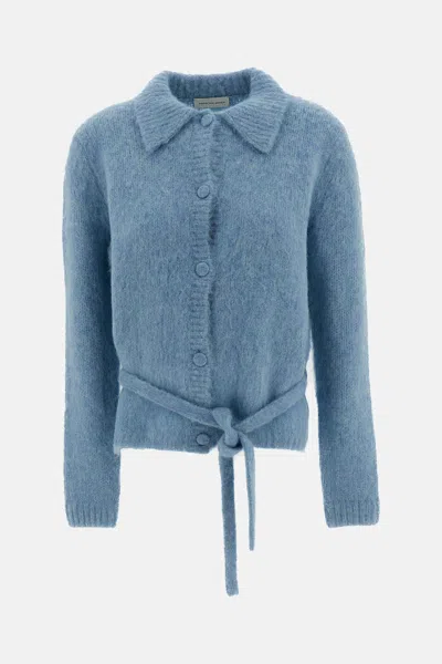 Dries Van Noten Toco Cardigan In Wool And Mohair In Blue