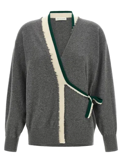Dries Van Noten Cashmere Relaxed-fit Wrap Cardigan In Gray