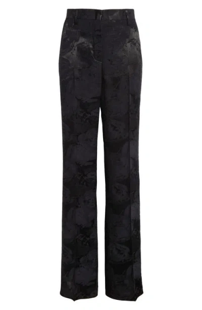 Dries Van Noten Tonal Jacquard Straight Leg Pants In Black