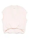 Dries Van Noten V-neck Cap Sleeve Relaxed Knit Sweater In Beige