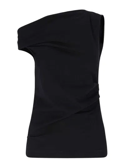 Dries Van Noten Off-the-shoulder Draped Cotton-jersey Top In Black