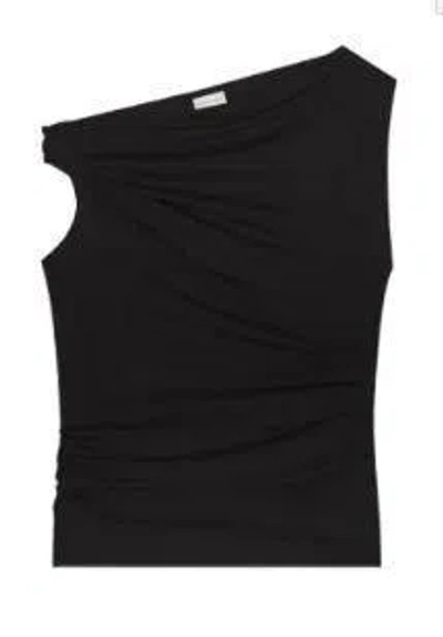 Dries Van Noten Henray Gathered Cotton Top In Black