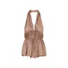 Dries Van Noten Halterneck Peplum Ruched Tie Sleeveless Top In Grey