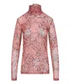 Dries Van Noten Stretch Tulle Turtleneck Knitwear Multicolor In Pink