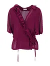 Dries Van Noten Clematis Tops Bordeaux In Red