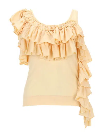 Dries Van Noten Cotton Ruffled Blouse In Pink