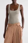 Dries Van Noten Topaz Rib Cotton Sweater Tank In Light Grey
