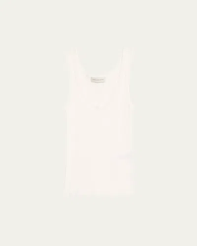 Dries Van Noten Topaz Scoop Neck Top In White