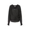 Dries Van Noten V-neck Striped Draped Long Sleeves Blouse In Brown