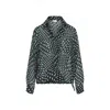 Dries Van Noten Printed Long Sleeve Blouse With Drawstring Hem In Green