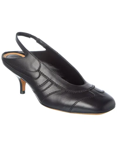 Dries Van Noten Topstitched Leather Slingback Pump In Black
